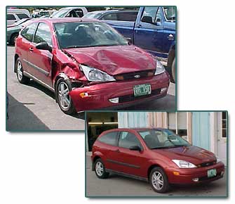 Ford Focus before front end fixed and after.